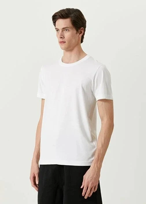 Bărbat Alb Regular Guler Bicicletă Basic Mânecă Scurtă Tricou