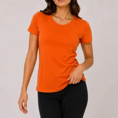 Ženska narandžasta slim fit bicikli kragna basic majica 2