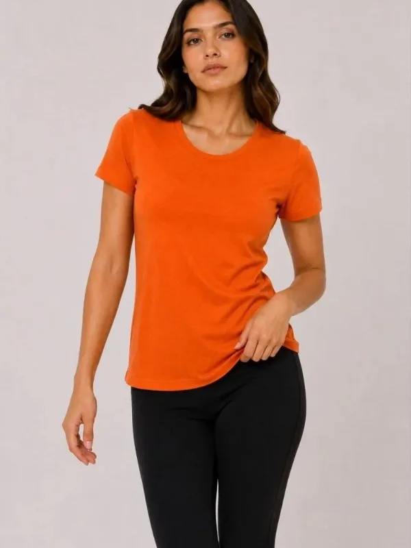 Ženska narandžasta slim fit bicikli kragna basic majica 2
