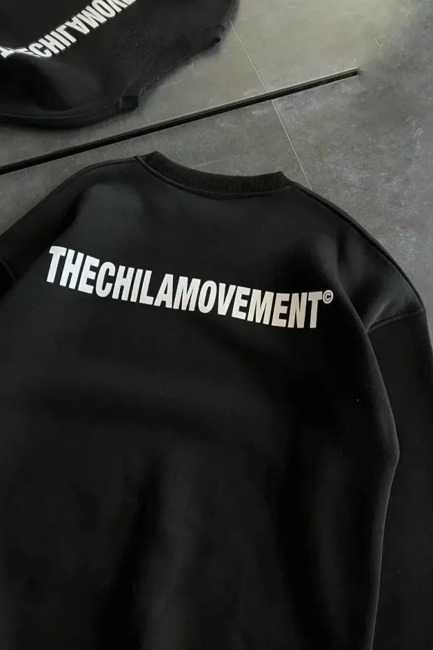 Jina Reş Oversize Bisîklet Yaka Çapkirî Pembû Sweatshirt 1