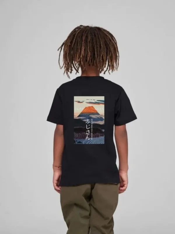 Dětské černé oversized tričko s potiskem, výstřih do V 2