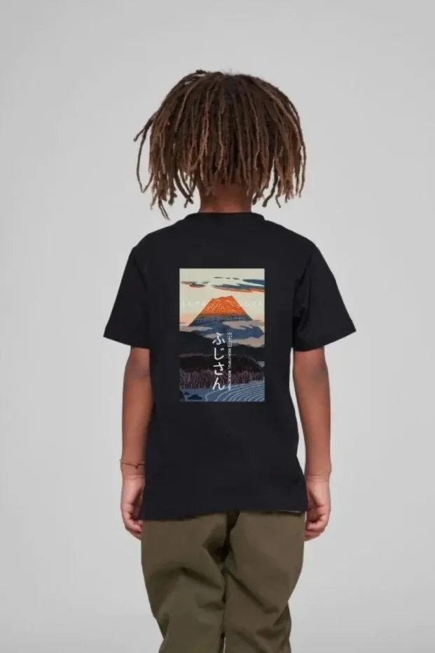 Children's Black Oversize Printed Crew Neck T-Shirt 2