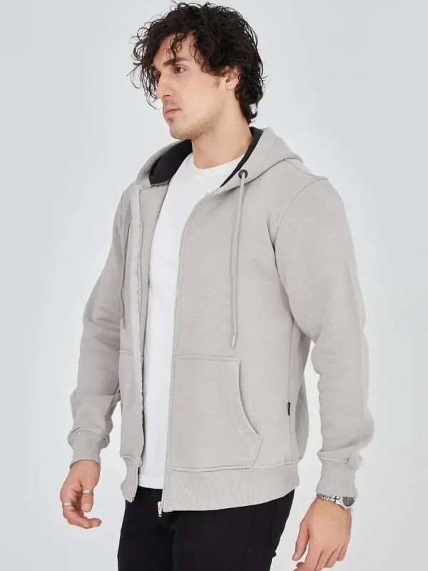 Mêr Gewr 3 Têl Pembû Hoodie Bi Zîp û Cêb 4
