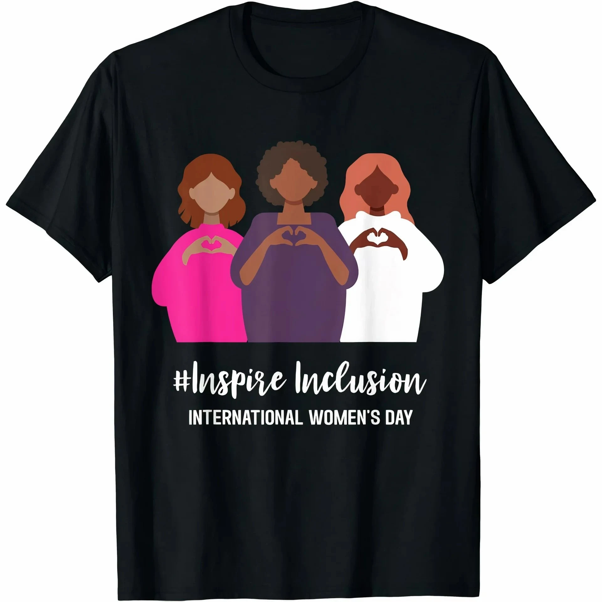 Women's Black Oversize Scoop Neck March 8 Printed T-Shirt