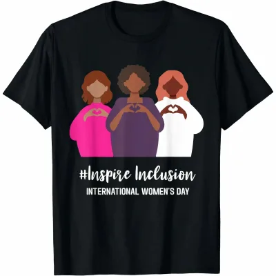 Women's Black Oversize Scoop Neck March 8 Printed T-Shirt 1
