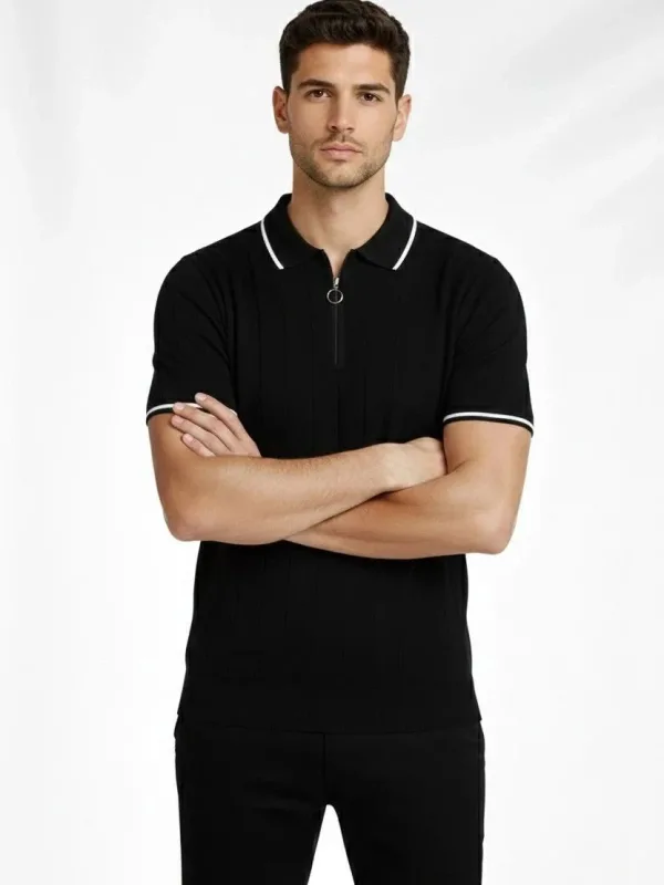 Bărbat Set de 2 Tricou cu Guler Polo cu Fermoar Mânecă Scurtă 6