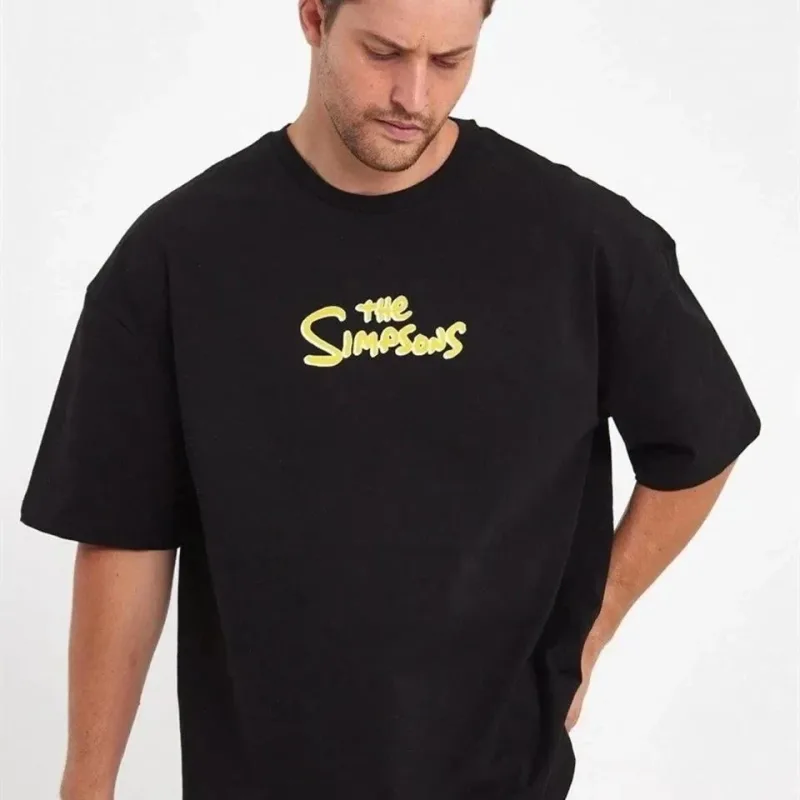 Men's Black Regular Fit Cycling Neck Printed T-Shirt