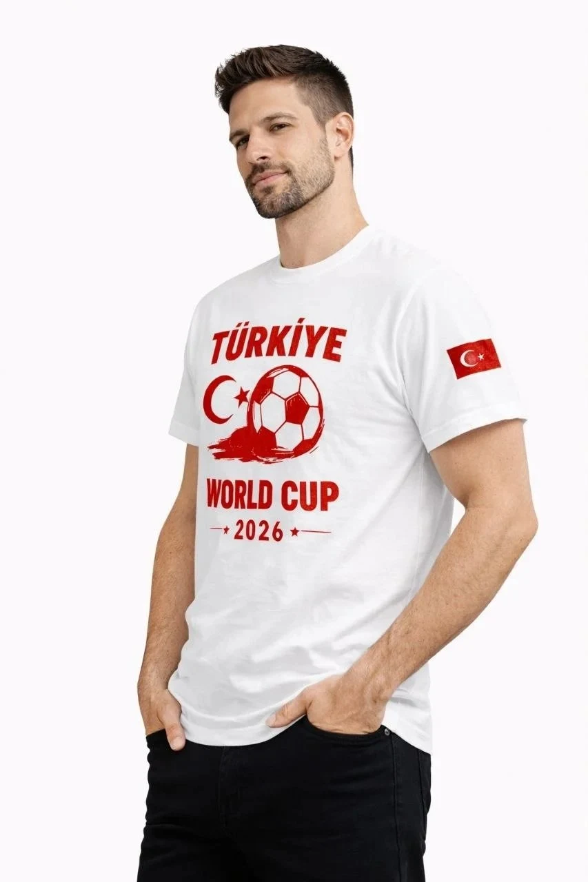 Męski Biały World Cup 2026 Nadruk Piłka Nożna Koszulka