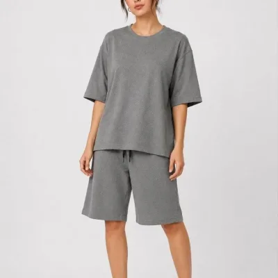 Koma 3 Parçeyî Oversize Du Têl Tîşort Şort 5