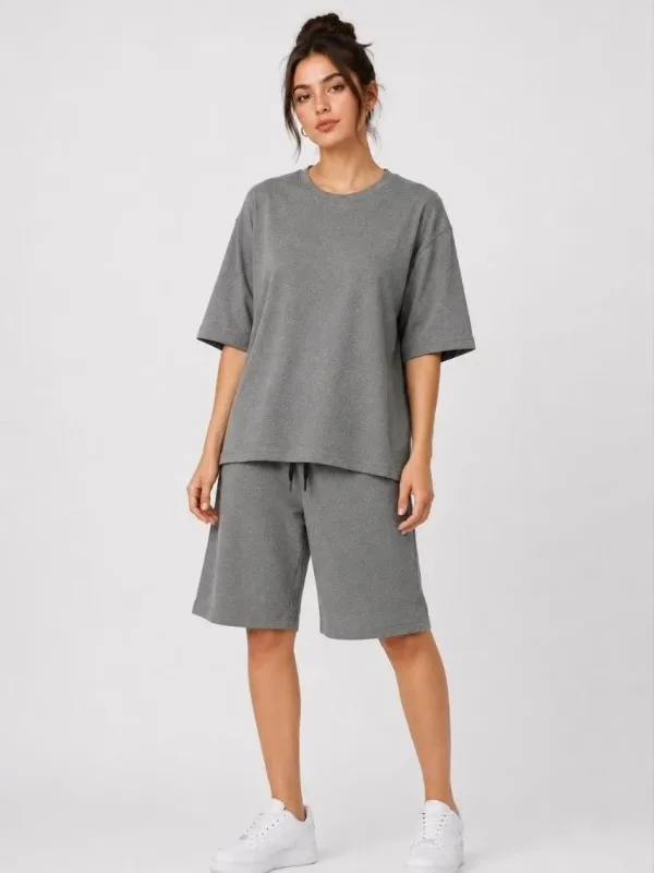 Koma 3 Parçeyî Oversize Du Têl Tîşort Şort 5