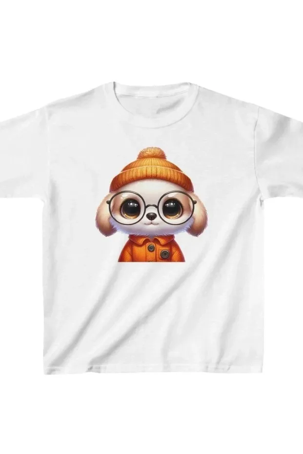 Children's White Printed Oversize Cycling Neck T-Shirt 1