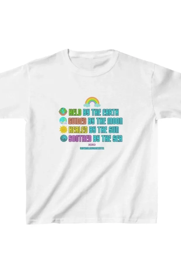 Children's White Printed Oversized Round Neck T-Shirt 1