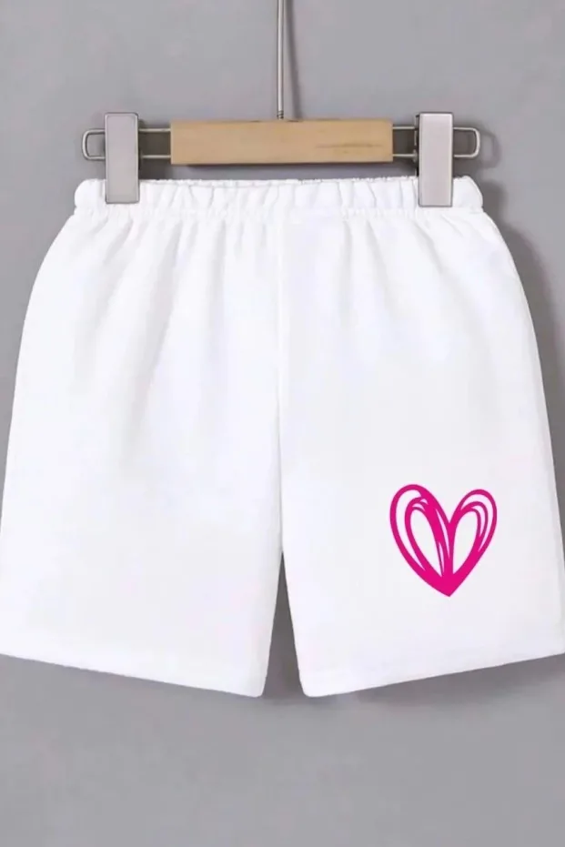 Dámské bílé mini šortky s elastickým pasem s potiskem 1