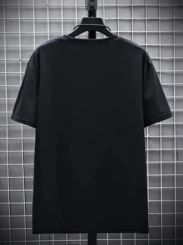 Bluzë për Burra me Jakë Biçiklete, të Zezë, Oversize, me Print 2
