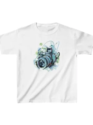 Παιδικό Λευκό Τυπωμένο Oversize Ποδηλατόλαιμο T-Shirt