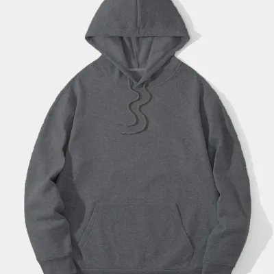 Men's Smoked 3-Thread Cotton Hooded Kangaroo Pocket Sweatshirt 2