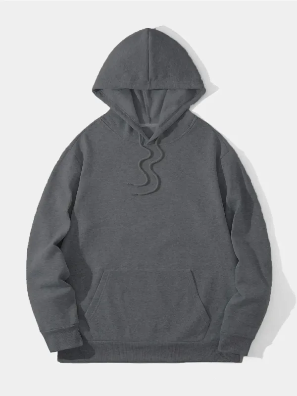 Men's Smoked 3-Thread Cotton Hooded Kangaroo Pocket Sweatshirt 2