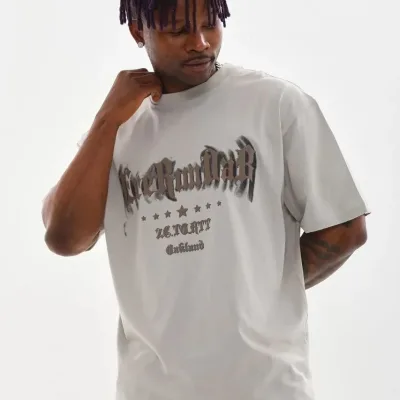 Машки сив oversize велосипед јака печат маица 1