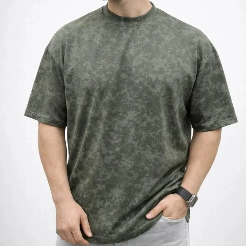 Kişi Xaki Oversize Yumşaq Teksturlu Yuyulmuş Köynək