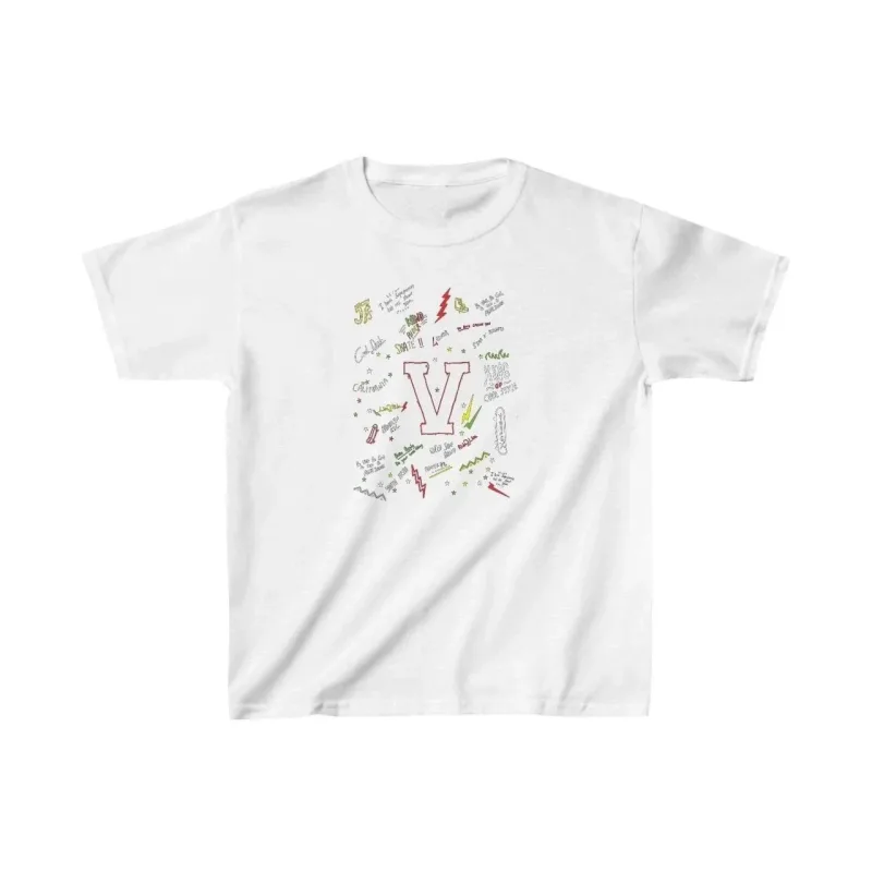 Tricou pentru copii, alb, cu imprimeu, guler rotund, bumbac