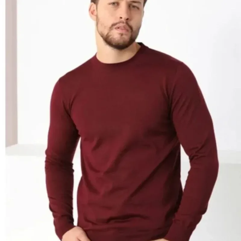 Muški Bordo Biciklistički Vrat Dugi Rukav Tkani Triko Džemper