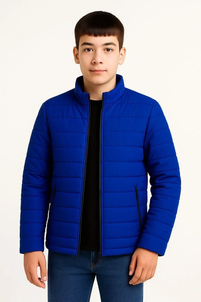 Children's Sax Blue Water-Repellent Fiber-Filled Zippered Pocket Puffer Jacket 2