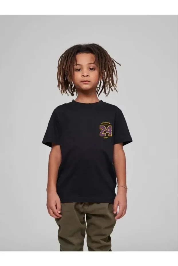 Dětské černé oversized tričko s potiskem, kulatý výstřih 1