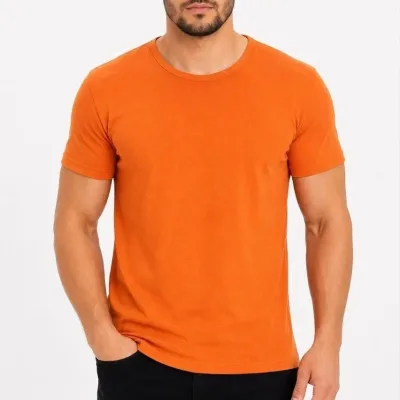 Muška narandžasta slim fit bicikli kragna kratkih rukava basic majica 2