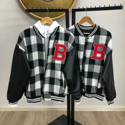 Women's Black Polka Dot Pattern Embroidered College Jacket 2