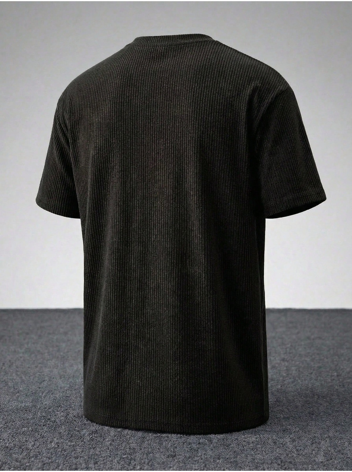 Μαύρο Oversize Ribbed 100% Βαμβακερό Premium T-Shirt 3
