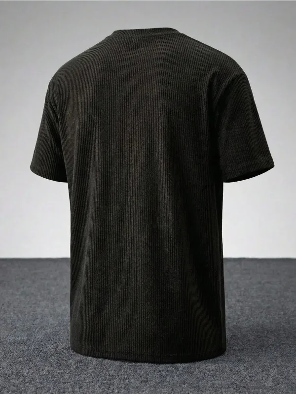 შავი Oversize ნეკნიანი 100% ბამბა Premium T-მაისური 3