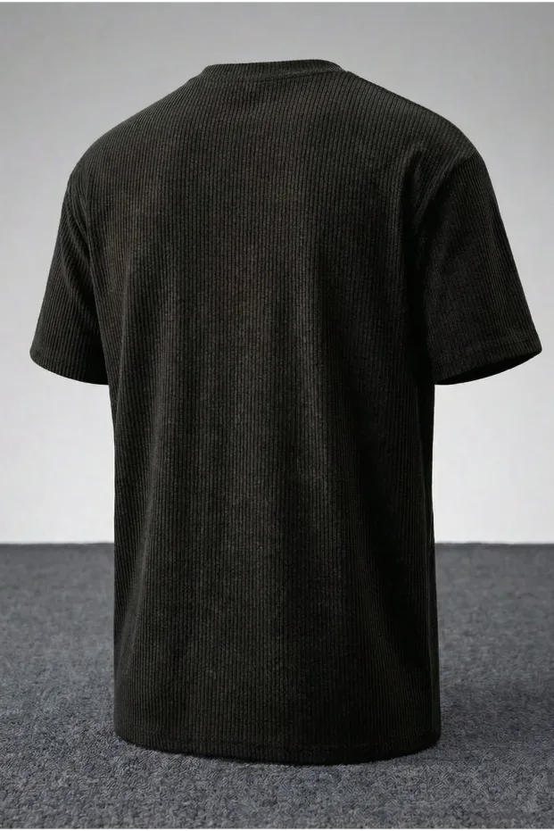 T-Shirtê Premium ê Reş ê Oversize yê Pembû yê Mêran 3