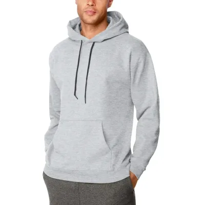 Pánské šedé oversized 3-nitné bavlněné mikiny s kapucí a kapsami 1