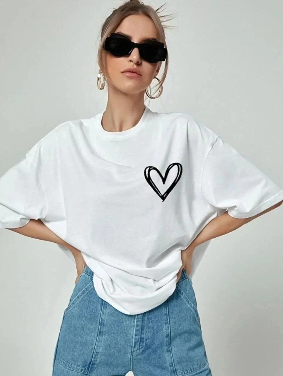 Juvele Alba Oversize Guler Bicicleta Printime
