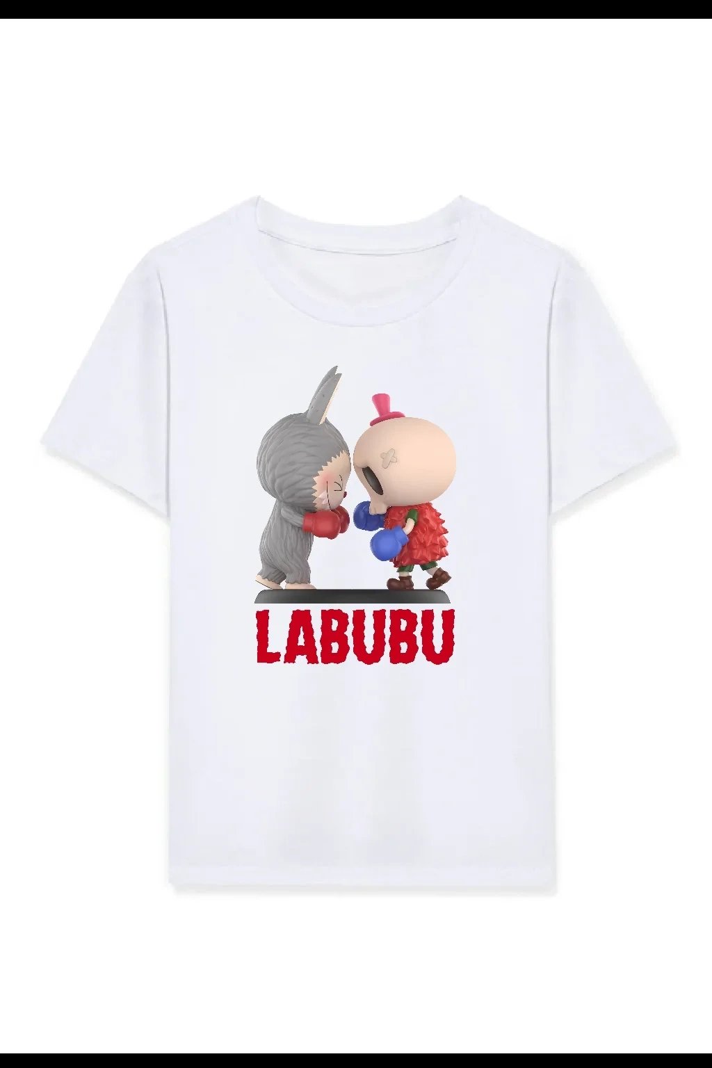 Gyermek Fehér Labubu Nyomott Oversize Póló 1