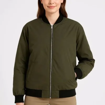 Dámská khaki bomber bunda s kapsami, prošívaná, podšitá a voděodolná 7