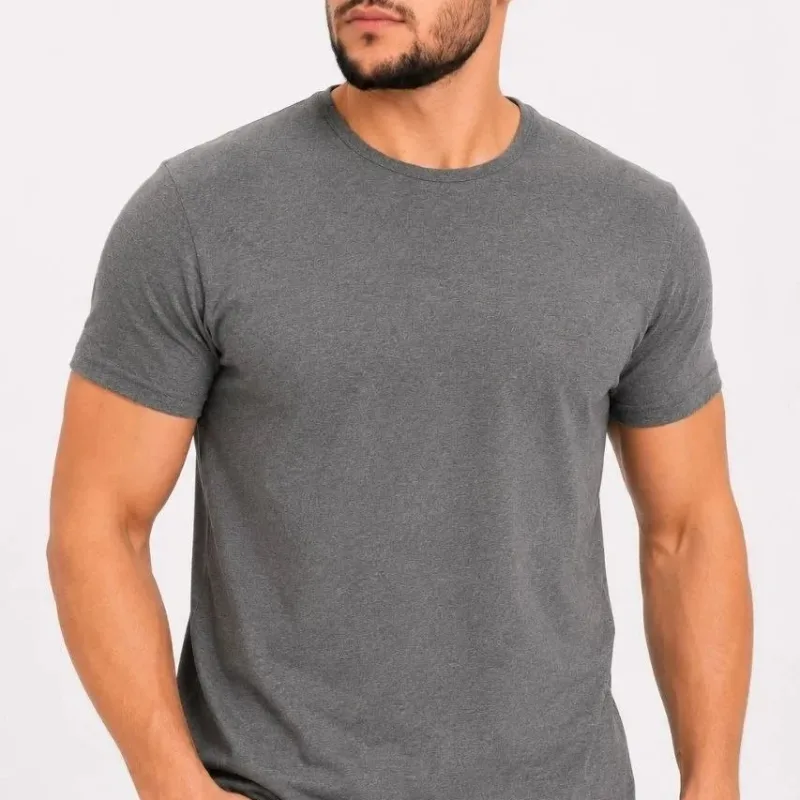 Murš Antracit Slim Fit Kolo Vrat Kratko Rokav Majica