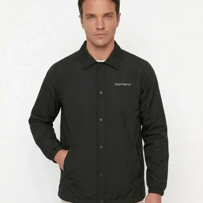 Jacket for Men, Black, Waterproof, Lined, Snap Button, Seasonal 5