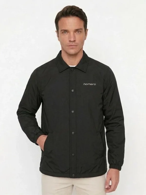 Jacket for Men, Black, Waterproof, Lined, Snap Button, Seasonal 5