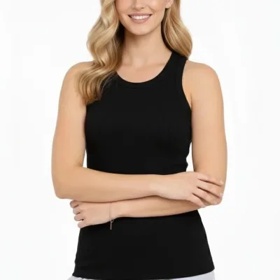 Női fekete slim fit bordázott hátnyomott sport atléta 4