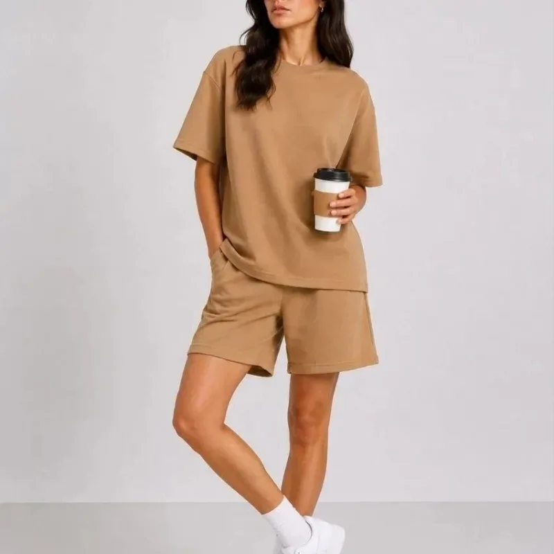 Qadın Qəhvəyi Oversize Modal Yumşaq Toxumalı Cibli Dəst