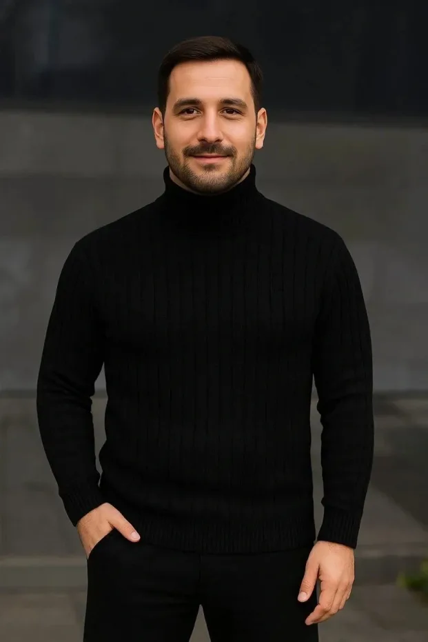 Erkek 2'li Set Fitilli Tam Boğazlı Balıkçı Yaka Triko Kazak 6