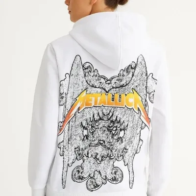 Men's White Hooded Front and Back Printed Two-Thread Sweatshirt 4