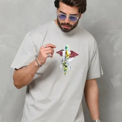 Férfi Szürke Regular Fit Kerékpár Nyomott Póló 3