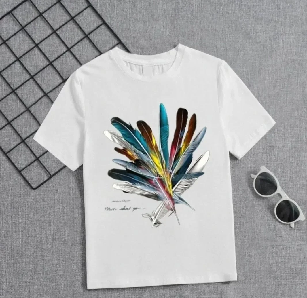 Girls White Printed Oversized Scoop Neck T-Shirt