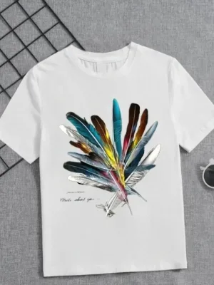Girls White Printed Oversized Scoop Neck T-Shirt