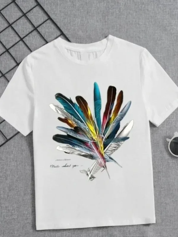 Girls White Printed Oversized Scoop Neck T-Shirt 1