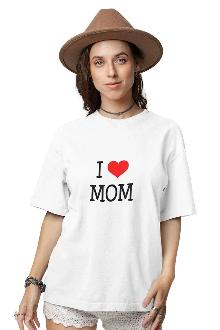 Női fehér oversized biciklinyakas nyomott rövid ujjú póló