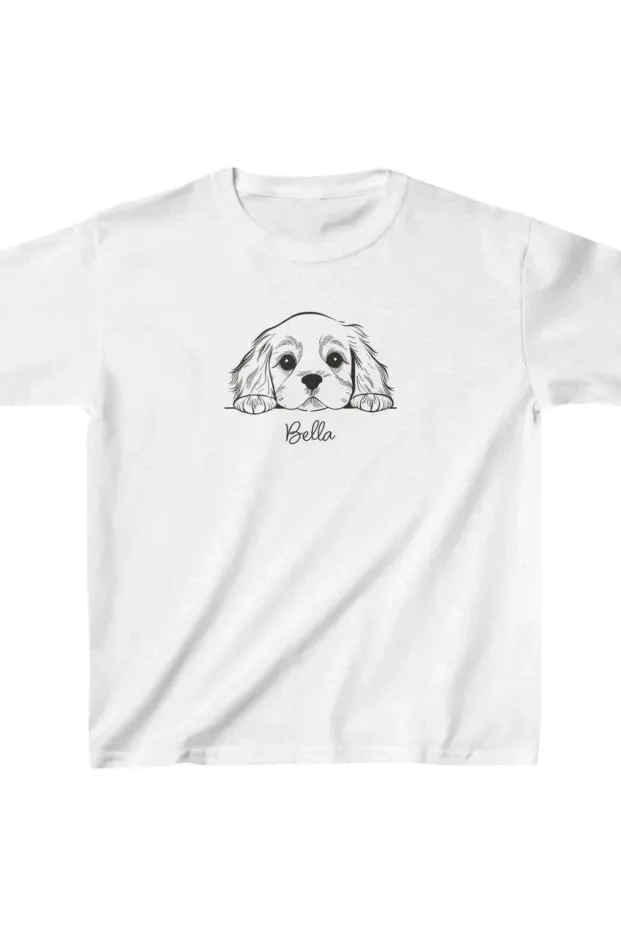 Zarok Spî Çapkirî Oversize Stûyê Bisîkletê T-Shirt 1