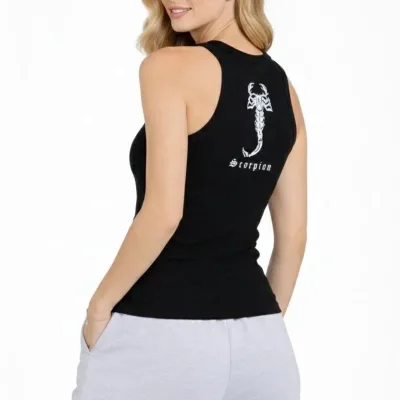 Női fekete slim fit bordázott hátnyomott sport atléta 2
